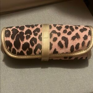 Leopard Print Clutch with Gold Trim